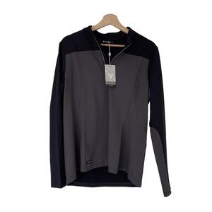 LEVELWEAR BAYSHORE BLACK/GREY LONG SLEEVED QUARTER ZIP ATHLETIC TOP, NWT, LARGE